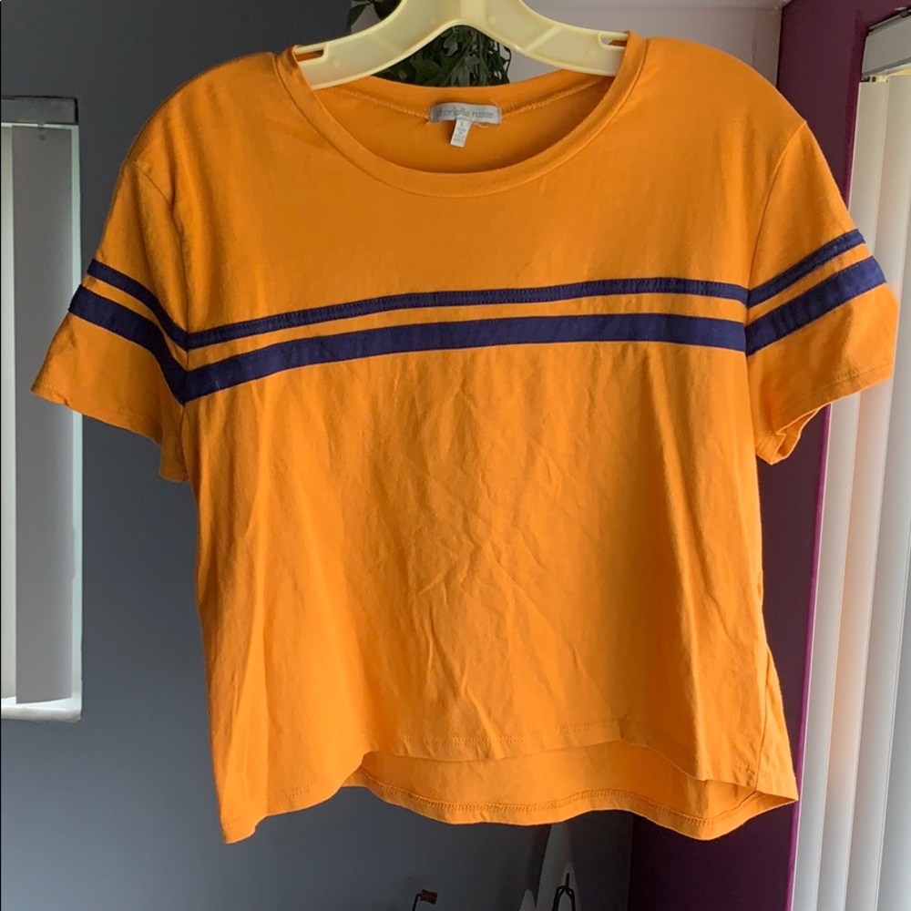 Charlotte Russe Orange & Striped Crop Top